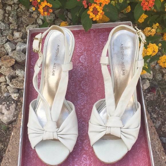 ANTONIO MELANI LEATHER WEDGE HEELS SZ 10 - Picture 3 of 6